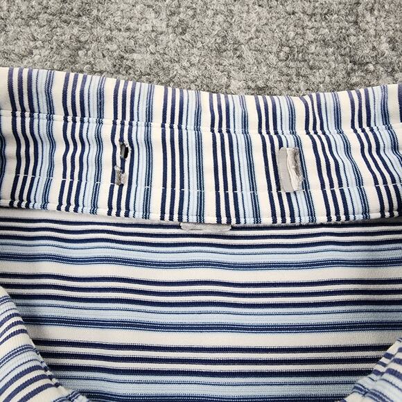 Peter Millar Polo Mens XXL Blue White Stripe Jasna Polana Performance Golf Shirt - Picture 2 of 16